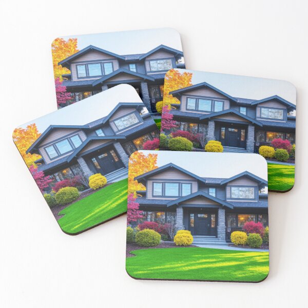 Item preview, The front yard is landscape with colorful shrubs contrasting with the bright green lawn. designed and sold by PattaZone.
