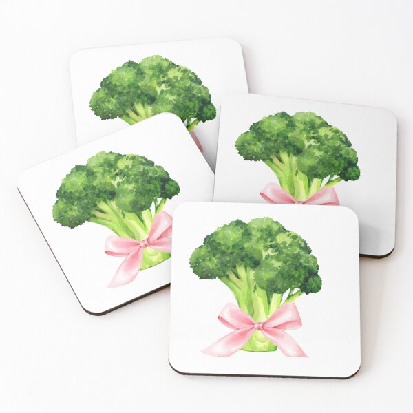 Item preview, Broccoli with Pink Bow – Whimsical Coquette Cottagecore Watercolor designed and sold by DivinePassion.