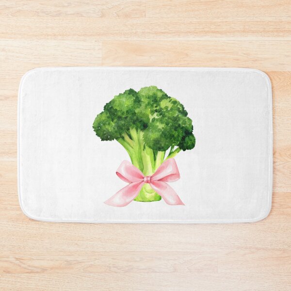 Item preview, Broccoli with Pink Bow – Whimsical Coquette Cottagecore Watercolor designed and sold by DivinePassion.