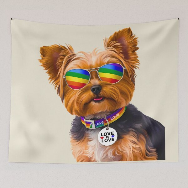 Item preview, Pride Yorkipoo – Rainbow Sunglasses & “Love is Love” Collar Dog Art designed and sold by Fredster1966.