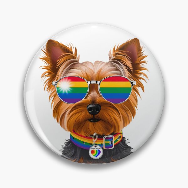 Item preview, Pride Yorkshire Terrier – Rainbow Sunglasses & “Love is Love” Collar Dog Art designed and sold by Fredster1966.