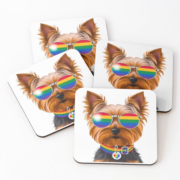 Item preview, Pride Yorkshire Terrier – Rainbow Sunglasses & “Love is Love” Collar Dog Art designed and sold by Fredster1966.