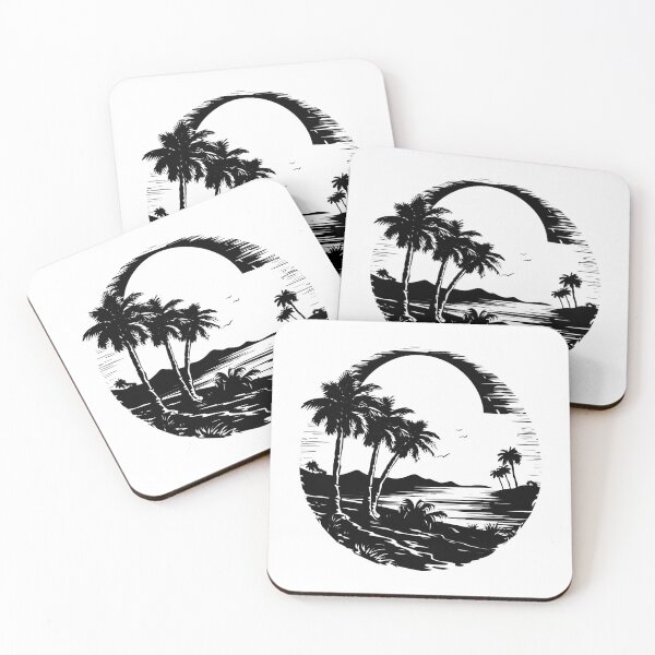 Item preview, Tropical Beach Horizon Ocean Waves Sea Shore Palm Trees designed and sold by inkoutninja.