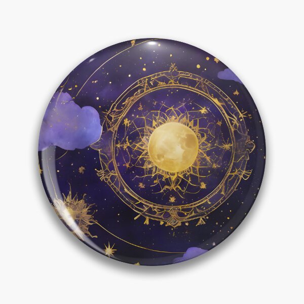 Item preview, Dreamverse, Golden Moons and Stars in a Dreamy Night Sky, Mystical Night with Shiny Moons and Magical Symbols, Peaceful Universe with Purple Clouds and Celestial Designs designed and sold by Kintsugi99.