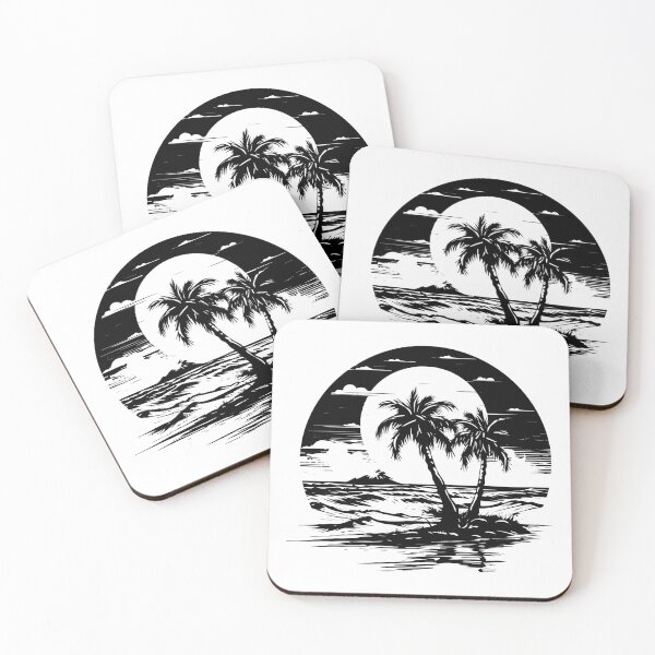 Item preview, Tropical Beach Horizon Ocean Waves Sea Shore Palm Trees designed and sold by inkoutninja.