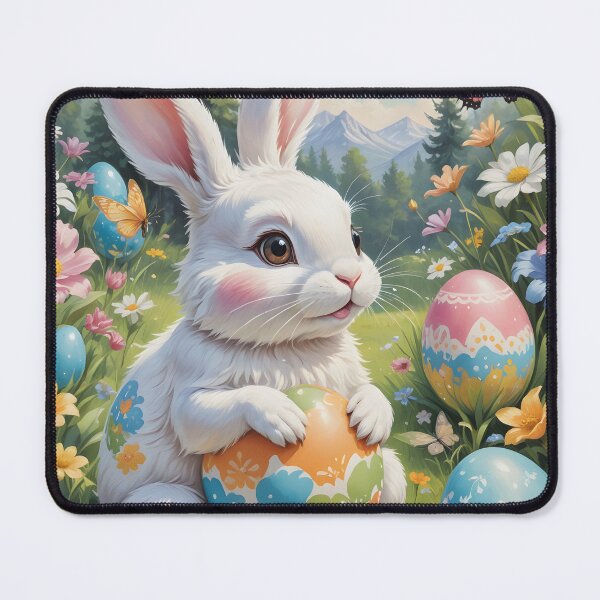 Item preview, White Rabbit Hugging Easter Eggs designed and sold by DreamagineArtDesign.