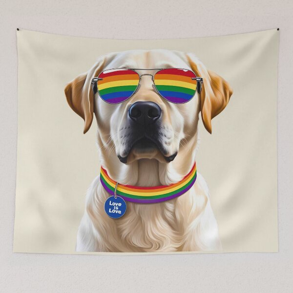 Item preview, Pride Labrador Retriever – LGBTQ Dog Art with Rainbow Sunglasses & “Love is Love” Collar designed and sold by Fredster1966.