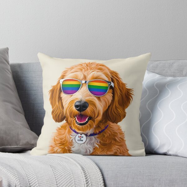 Item preview, PRIDE Goldendoodle – Rainbow Sunglasses & "Love is Love" Collar Dog Art designed and sold by Fredster1966.
