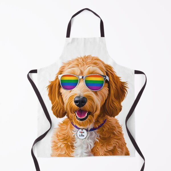 Item preview, PRIDE Goldendoodle – Rainbow Sunglasses & "Love is Love" Collar Dog Art designed and sold by Fredster1966.