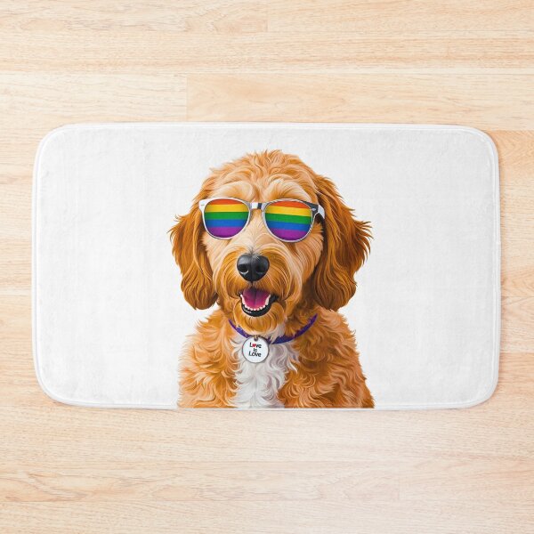 Item preview, PRIDE Goldendoodle – Rainbow Sunglasses & "Love is Love" Collar Dog Art designed and sold by Fredster1966.