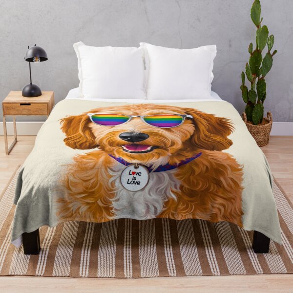 Item preview, PRIDE Goldendoodle – Rainbow Sunglasses & "Love is Love" Collar Dog Art designed and sold by Fredster1966.