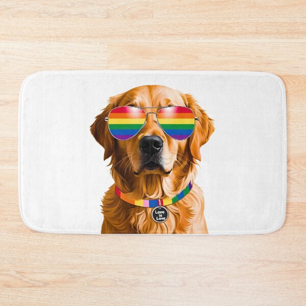 Item preview,  Pride Golden Retriever – Rainbow Sunglasses & “Love is Love” Collar LGBTQ Dog Art designed and sold by Fredster1966.