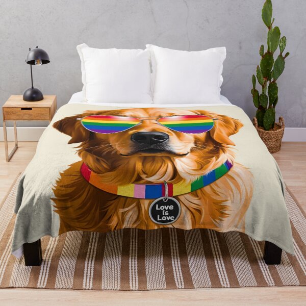 Item preview, Pride Golden Retriever – Rainbow Sunglasses & “Love is Love” Collar LGBTQ Dog Art designed and sold by Fredster1966.