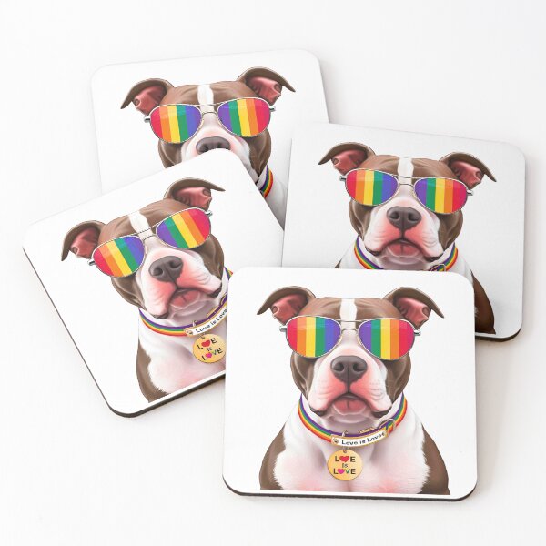 Item preview, Pride Pitbull – LGBTQ Rainbow Sunglasses Dog with “Love is Love” Collar designed and sold by Fredster1966.