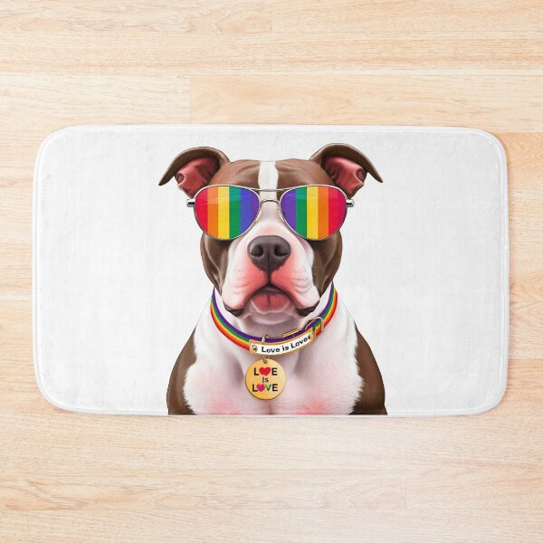 Item preview, Pride Pitbull – LGBTQ Rainbow Sunglasses Dog with “Love is Love” Collar designed and sold by Fredster1966.