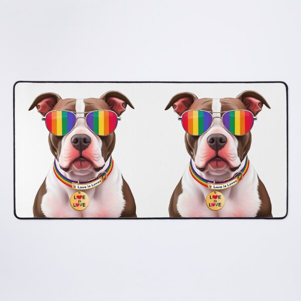 Item preview, Pride Pitbull – LGBTQ Rainbow Sunglasses Dog with “Love is Love” Collar designed and sold by Fredster1966.