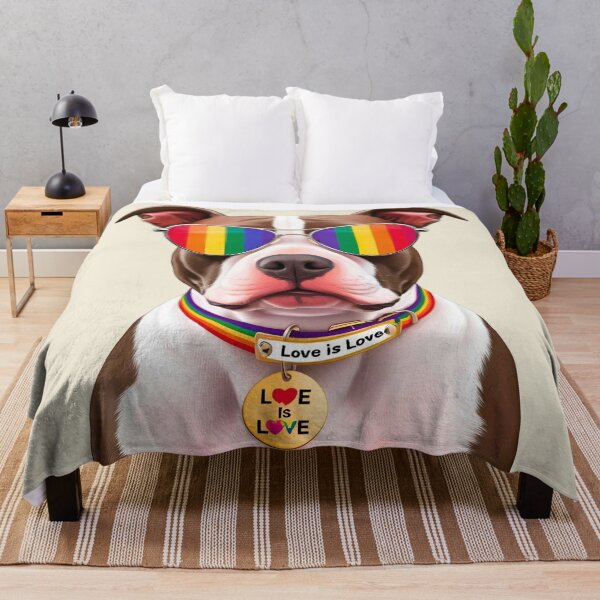 Item preview, Pride Pitbull – LGBTQ Rainbow Sunglasses Dog with “Love is Love” Collar designed and sold by Fredster1966.