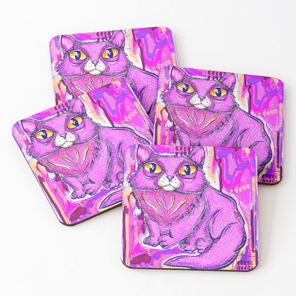Item preview, fuchsia cat  designed and sold by crestfallenmermaid.