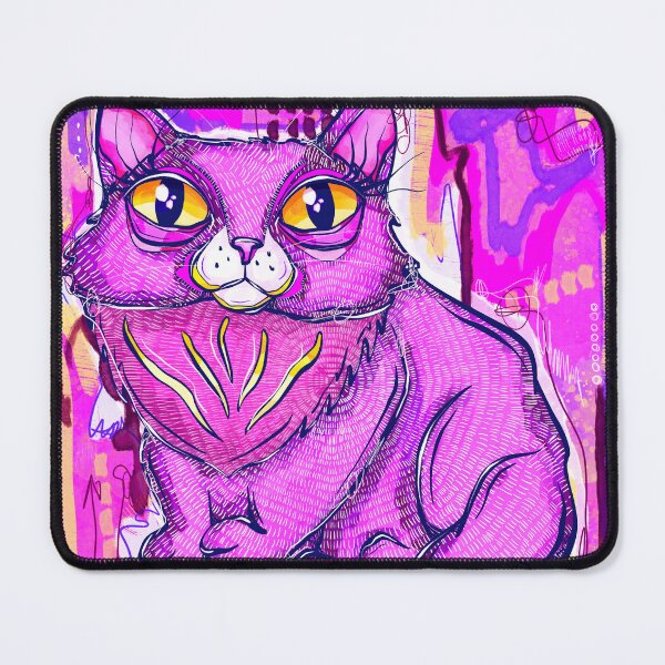 Item preview, fuchsia cat designed and sold by crestfallenmermaid.