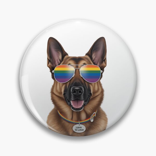 Item preview, Pride German Shepherd – LGBTQ Rainbow Dog Art with “Love is Love” Collar designed and sold by Fredster1966.