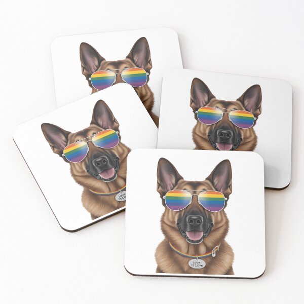 Item preview, Pride German Shepherd – LGBTQ Rainbow Dog Art with “Love is Love” Collar designed and sold by Fredster1966.