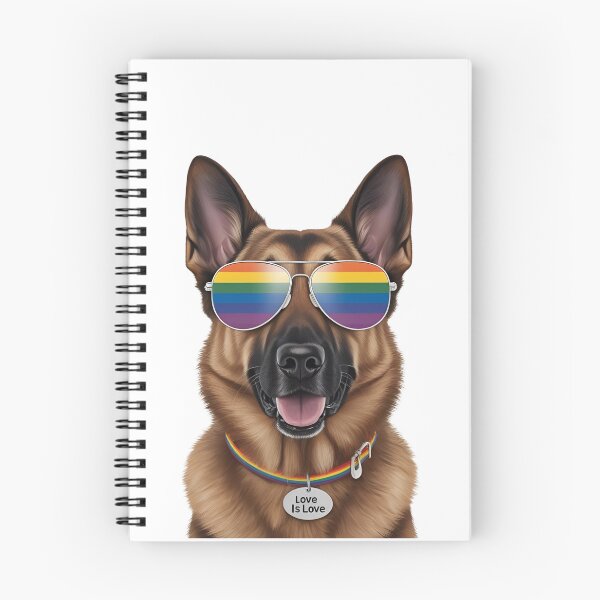 Item preview, Pride German Shepherd – LGBTQ Rainbow Dog Art with “Love is Love” Collar designed and sold by Fredster1966.