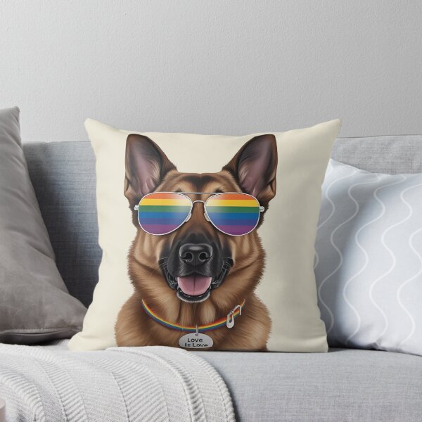 Item preview, Pride German Shepherd – LGBTQ Rainbow Dog Art with “Love is Love” Collar designed and sold by Fredster1966.