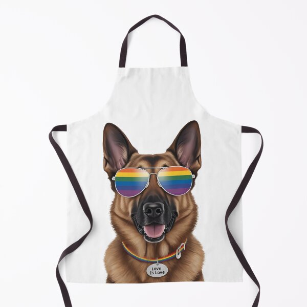 Item preview, Pride German Shepherd – LGBTQ Rainbow Dog Art with “Love is Love” Collar designed and sold by Fredster1966.