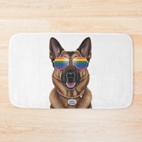 Item preview, Pride German Shepherd – LGBTQ Rainbow Dog Art with “Love is Love” Collar designed and sold by Fredster1966.