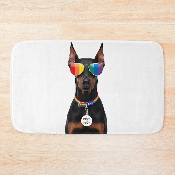 Item preview, Pride Doberman Pinscher – LGBTQ Rainbow Dog Art with “Love is Love” Collar designed and sold by Fredster1966.