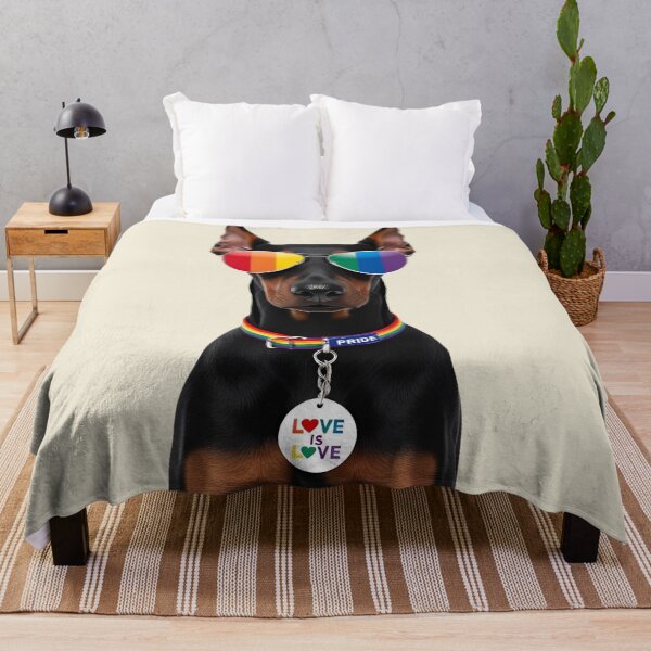 Item preview, Pride Doberman Pinscher – LGBTQ Rainbow Dog Art with “Love is Love” Collar designed and sold by Fredster1966.
