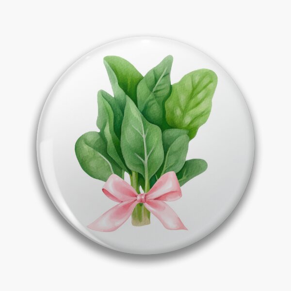 Item preview, Spinach Leafy Greens with Pink Bow – Coquette Cottagecore Watercolor Salad Aesthetic designed and sold by DivinePassion.