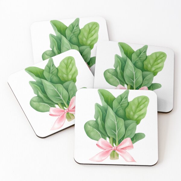 Item preview, Spinach Leafy Greens with Pink Bow – Coquette Cottagecore Watercolor Salad Aesthetic designed and sold by DivinePassion.