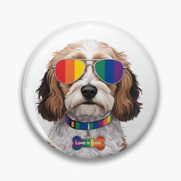 Item preview, Pride Cavapoo – LGBTQ Rainbow Dog Art with “Love is Love” Collar designed and sold by Fredster1966.