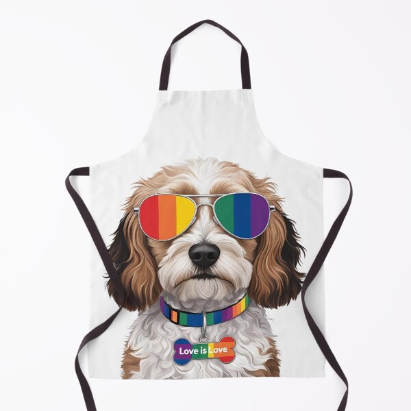 Item preview, Pride Cavapoo – LGBTQ Rainbow Dog Art with “Love is Love” Collar designed and sold by Fredster1966.