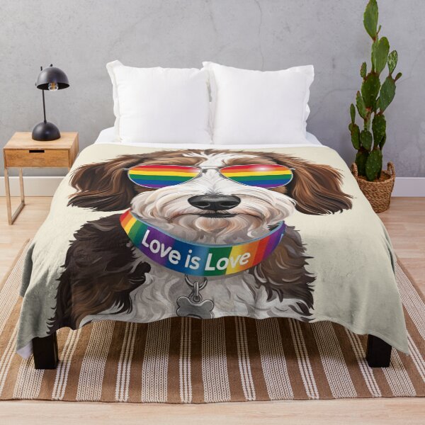 Item preview, Pride Bernedoodle – LGBTQ Rainbow Dog Art with “Love is Love” Collar designed and sold by Fredster1966.