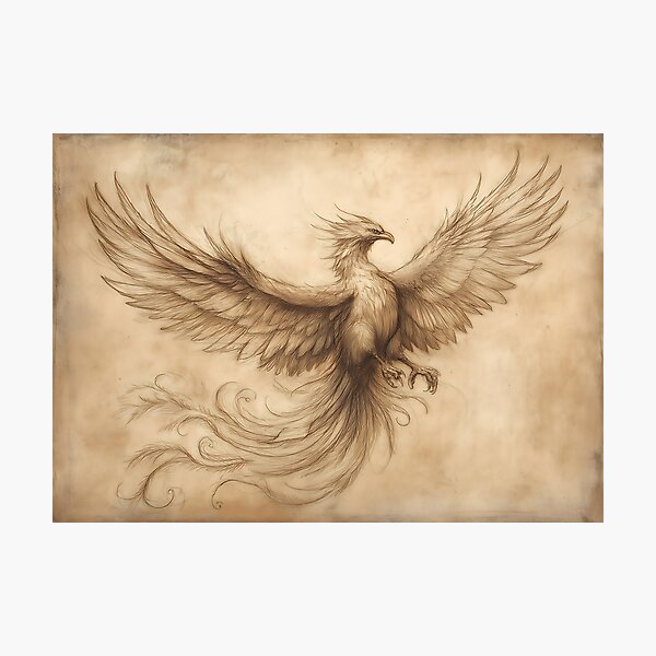 Item preview, Da Vinci style Phoenix Sketch designed and sold by Boddicca.