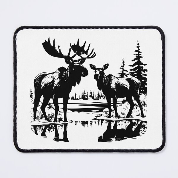 Item preview, Bull Moose Couple Elk Wapiti Pair Male Female Mate Wild designed and sold by inkoutninja.