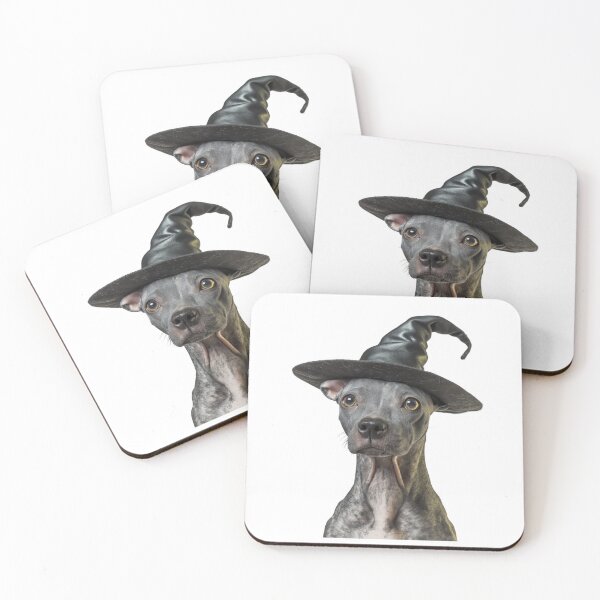 Item preview, American Hairless Terrier Dog Wearing Halloween Witch Hat designed and sold by LazyOwlStore.