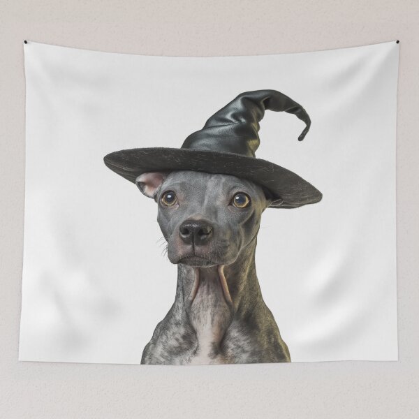 Item preview, American Hairless Terrier Dog Wearing Halloween Witch Hat designed and sold by LazyOwlStore.