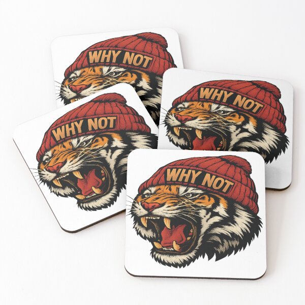 Item preview, Ferocious Tiger in Beanie Hat with “Why Not” – Streetwear Animal Art designed and sold by PrintaZaur.