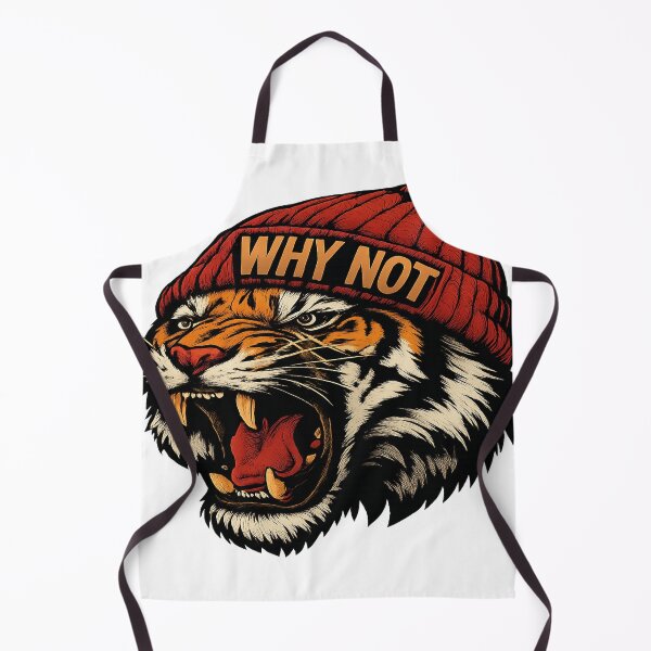Item preview, Ferocious Tiger in Beanie Hat with “Why Not” – Streetwear Animal Art designed and sold by PrintaZaur.