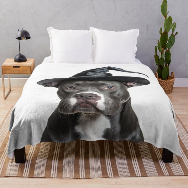 Item preview, American Staffordshire Terrier Dog Wearing Halloween Witch Hat designed and sold by LazyOwlStore.