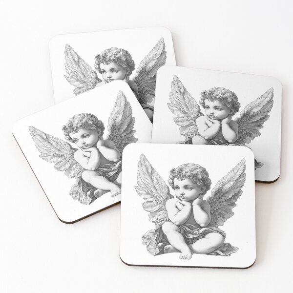 Item preview, Vintage Cherub Angel Sketch – Baroque Art Style Line Drawing designed and sold by Art of Ngu.