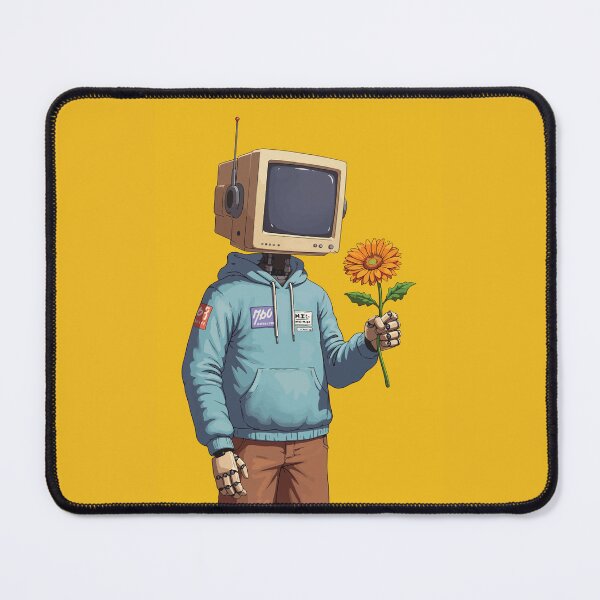 Item preview, Kind Circuitry – Retro Robot with a Flower on Yellow designed and sold by -DEEWOLF-.