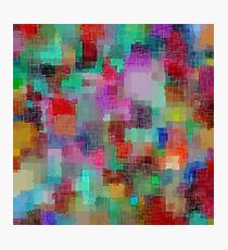 geometric square pixel pattern abstract in green blue red pink purple Photographic Print