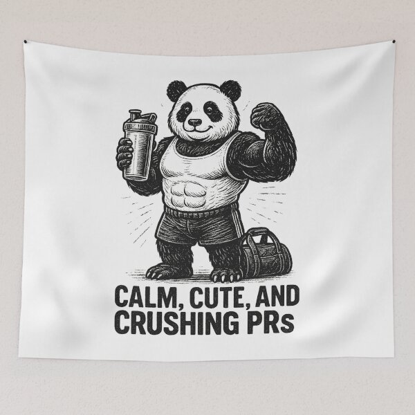 Item preview, Protein Panda – Calm, Cute, and Crushing PRs (Vintage Gym Animal Tee) designed and sold by Bobo-fish.