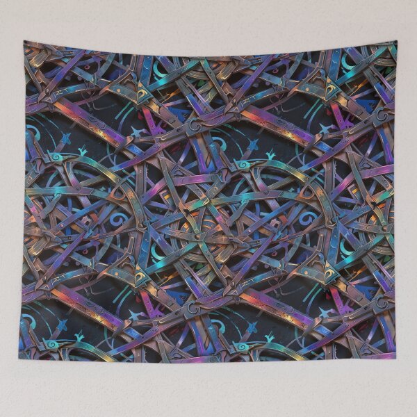 Item preview, Abstract Metal Structure with Vibrant Gradient Colors and Geometric Patterns designed and sold by CoolPixels.