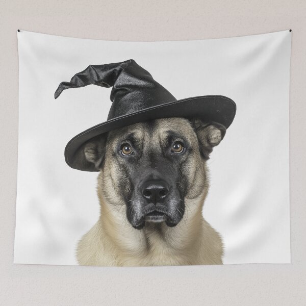 Item preview, Anatolian Shepherd Dog Wearing Halloween Witch Hat designed and sold by LazyOwlStore.