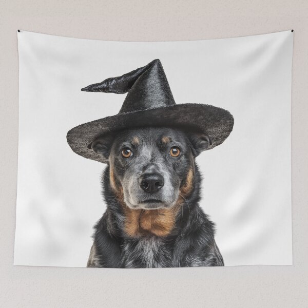 Item preview, Australian Cattle Dog Wearing Halloween Witch Hat designed and sold by LazyOwlStore.